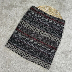 J. Jill Aztec Printed Straight Mini Skirt Lined Boho Multicolor Size XS
